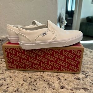 Vans White Slip-On Sneakers